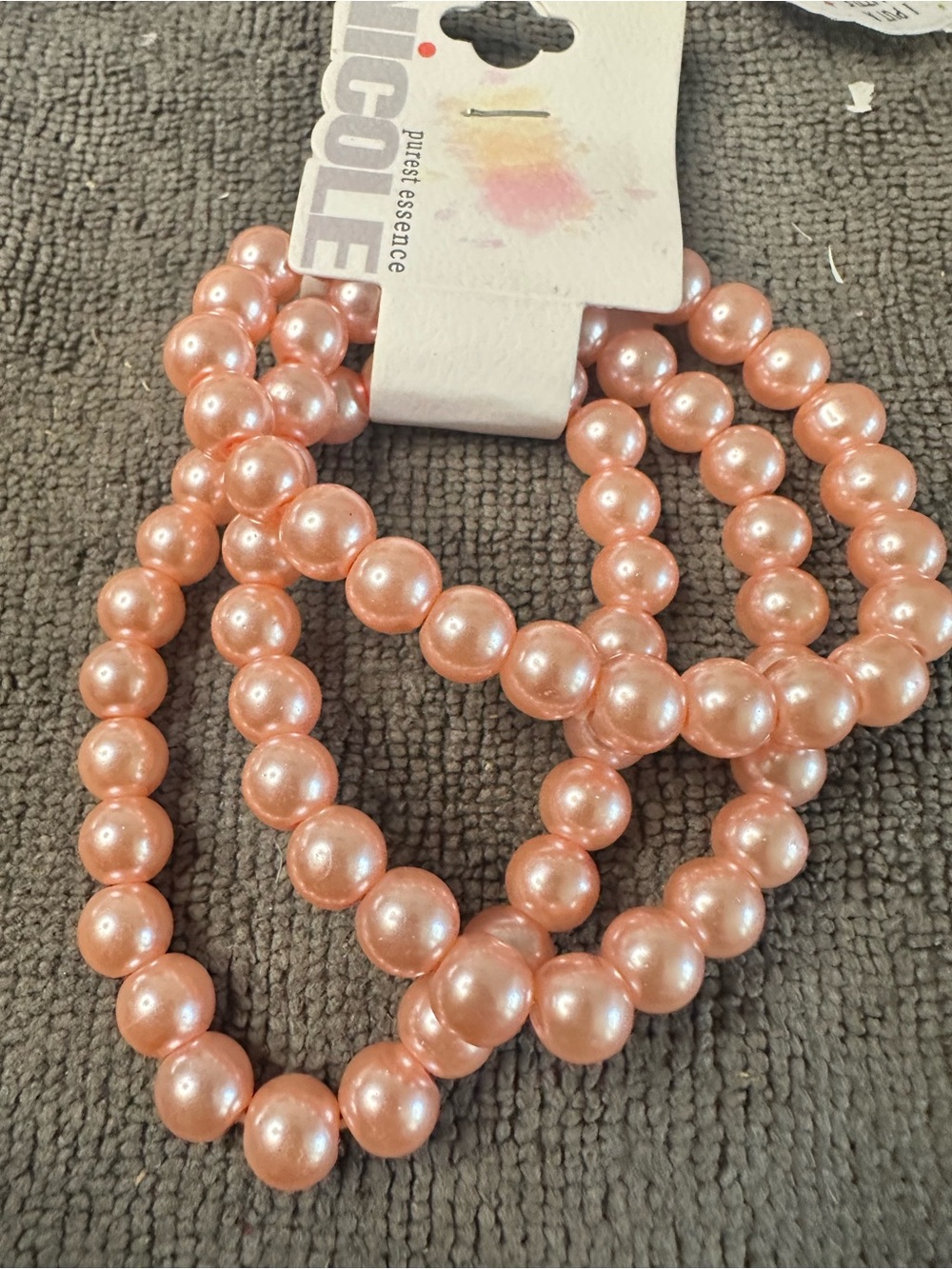 Nicole Peachy Pink Pearl bracelets- Shimmer Bead Strand